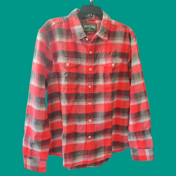 NWT - American Eagle Men Red Super Soft Flannel Shirt - SZ L - Picture 3 of 8